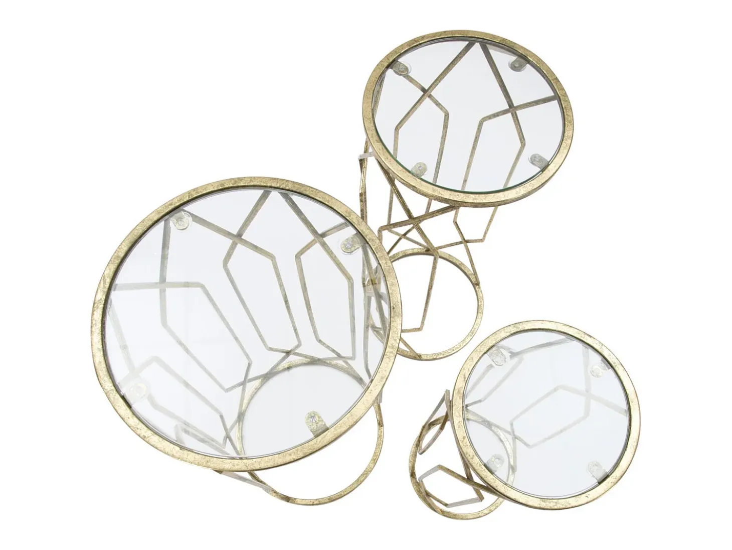 Conjunto de Mesitas Auxiliares VKH597, Oro, 32x32x71 cm, Kendra Home
