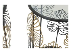 Conjunto de Mesitas Auxiliares Hoja 67, Negro, 38x38x55 cm, Kendra Home