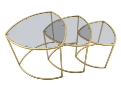 Conjunto de Mesitas Auxiliares VKH553, Oro, 60x60x50 cm, Kendra Home