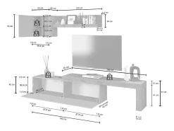 Conjunto de mueble de TV Chronos en topo mate y roble 190/350x40 cm