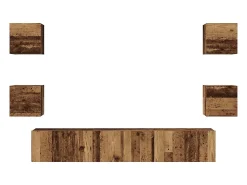Conjunto de mueble de TV de 7 piezas, madera antigua, 60 x 30 x 30 cm