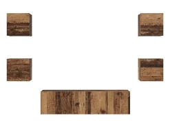 Conjunto de mueble de TV de 6 piezas Madera antigua Mediano 120 x 30 x 30 cm