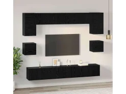 Conjunto de mueble de TV de 8 piezas Roble negro 100 x 30 x 30 cm