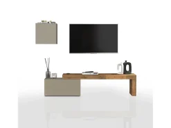 Conjunto de mueble de TV Chronos Chronos en color topo mate y roble 180/260x40 cm