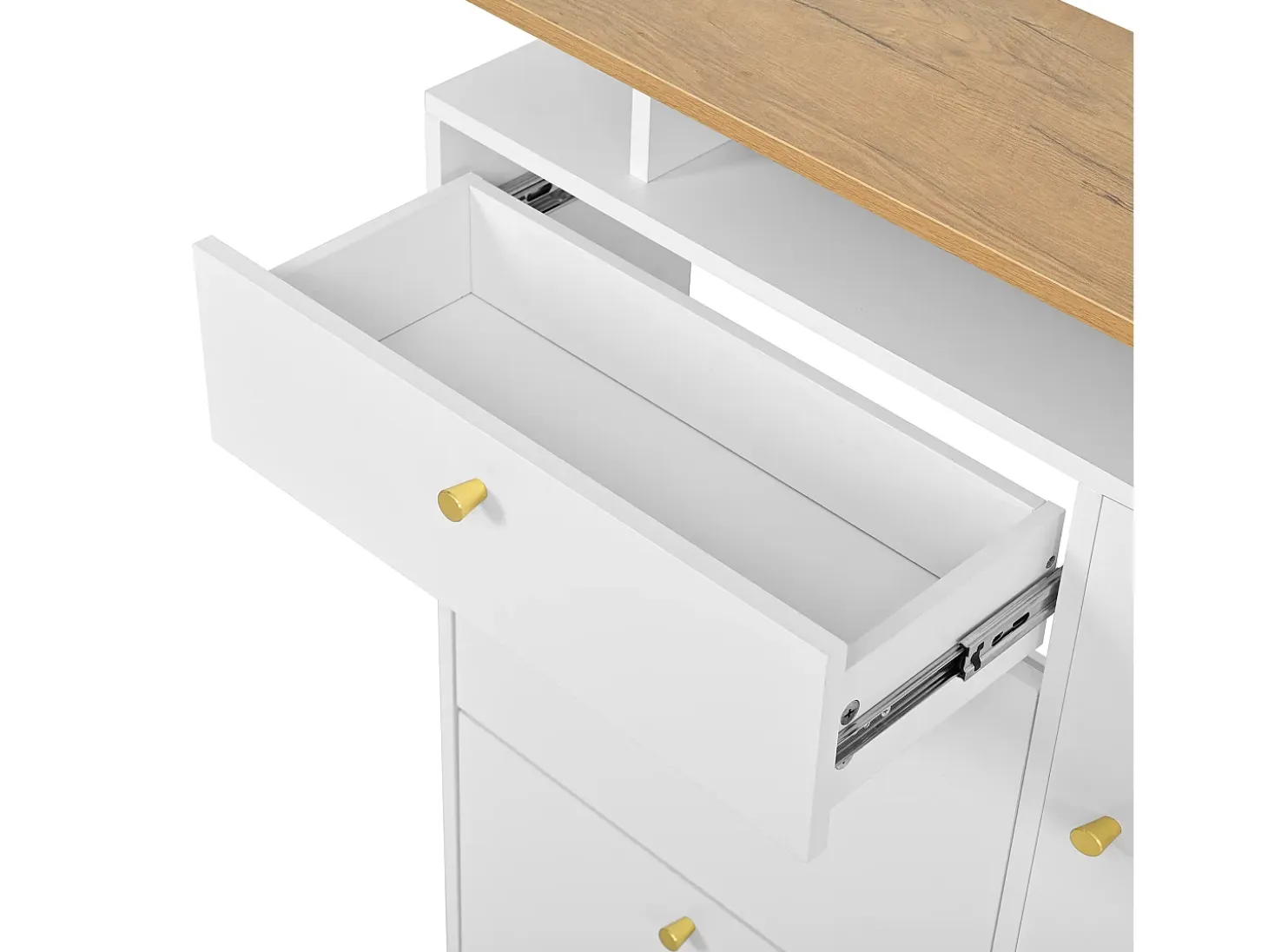 Conjunto de muebles de entrada de 3 piezas - Espejo, estante y zapatero - Blanco y madera