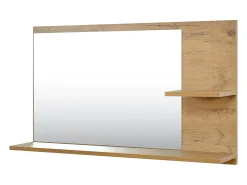 Conjunto de muebles de entrada de 3 piezas - Espejo, estante y zapatero - Blanco y madera