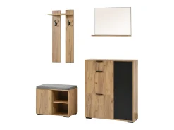 Conjunto de muebles de entrada de 4 piezas - Color madera y negro