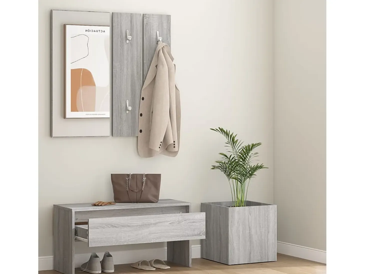 Conjunto de muebles de pasillo Sonoma Gray de madera de ingeniería