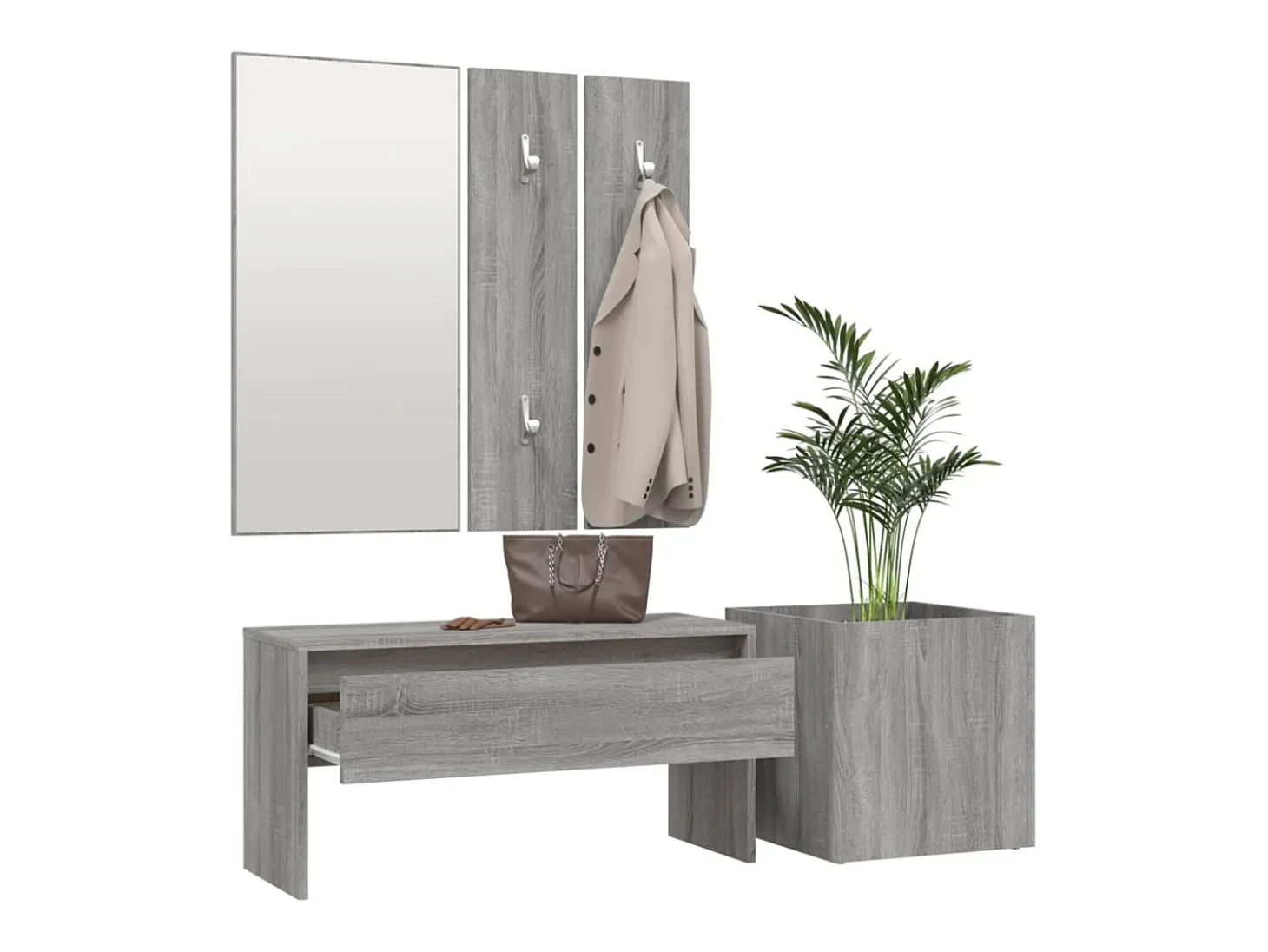 Conjunto de muebles de pasillo Sonoma Gray de madera de ingeniería