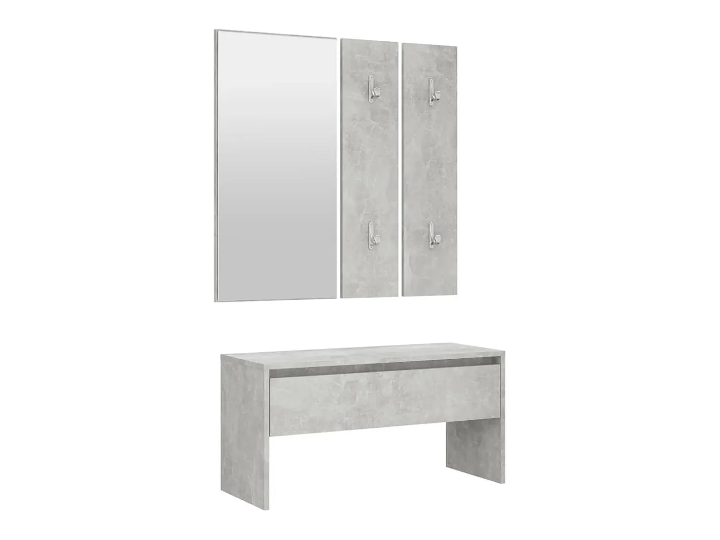 Conjunto de muebles de pasillo de madera de ingeniería de hormigón gris