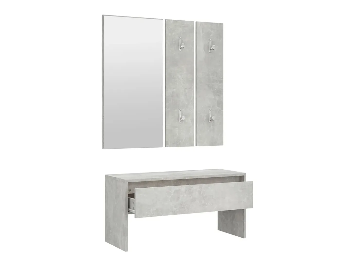 Conjunto de muebles de pasillo de madera de ingeniería de hormigón gris
