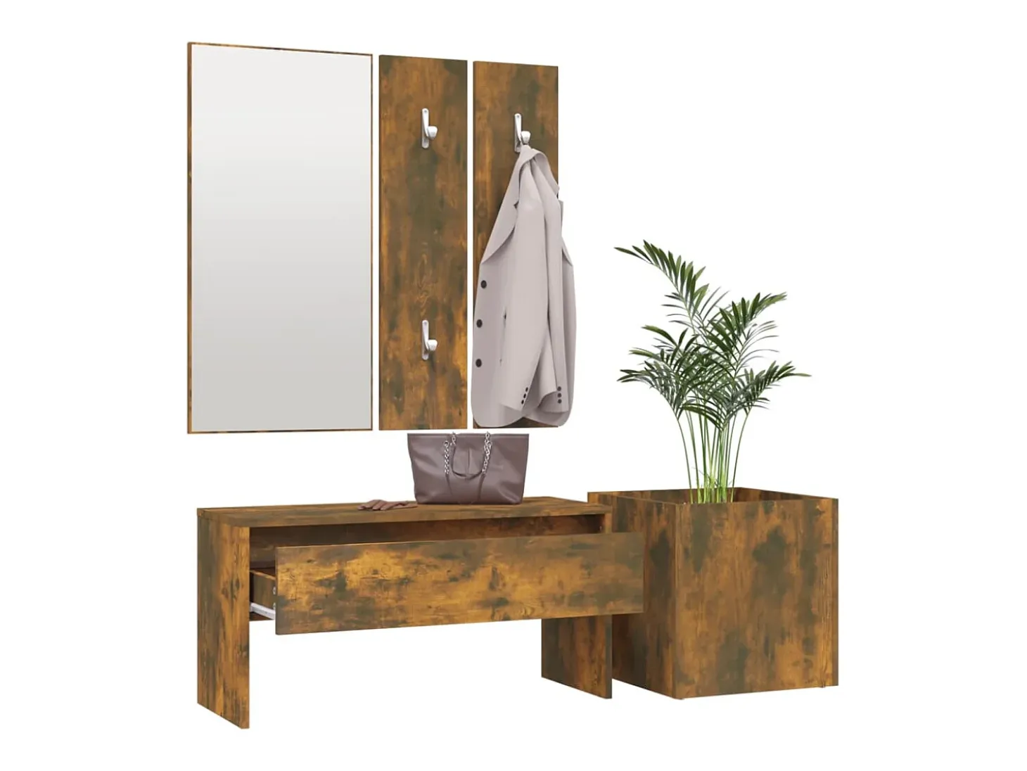 Conjunto de muebles de recibidor de madera de ingeniería de roble ahumado