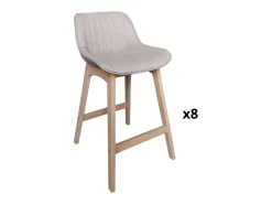 Conjunto de sillas de isla y bar de roble con asiento de tela MELLOW de 65 cm