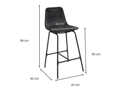 Conjunto de taburetes de bar e isla de metal con asiento de ratán 65cm KUTA