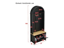 Conjunto de vestidor de entrada 75x35x195 cm - con mueble para zapatos y ganchos - con estantes - Negro