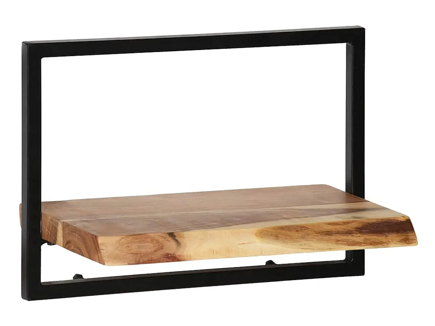 Conjunto estantes pared 5 piezas madera maciza acacia y acero