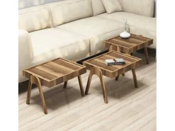 Conjunto mesa de centro Kailua 135, Nuez, 41x54x40cm, Aglomerado laminado, Angular