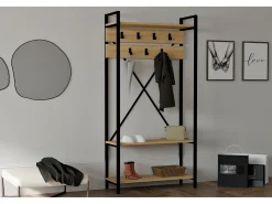 Conjunto pasillo Kailua 179, 180x90x30cm, Roble|Negro, Aglomerado laminado, Colocada