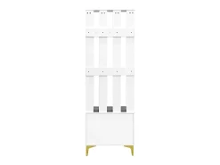 Conjunto zapatero y perchero - 4 puertas, 2 cajones, banco y ganchos - Blanco y dorado