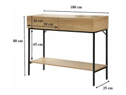 Consola 2 Cajones 1 Estante Decoración de Madera L100 cm - TESSA
