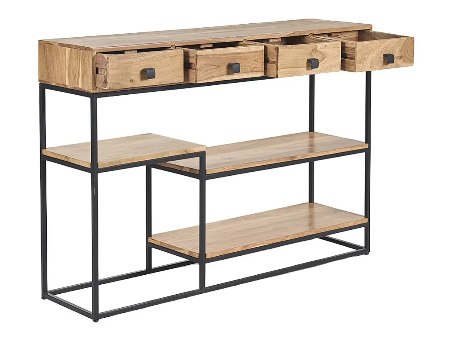 Consola 4 cajones en cacia y metal negro L115 cm GRENELLE