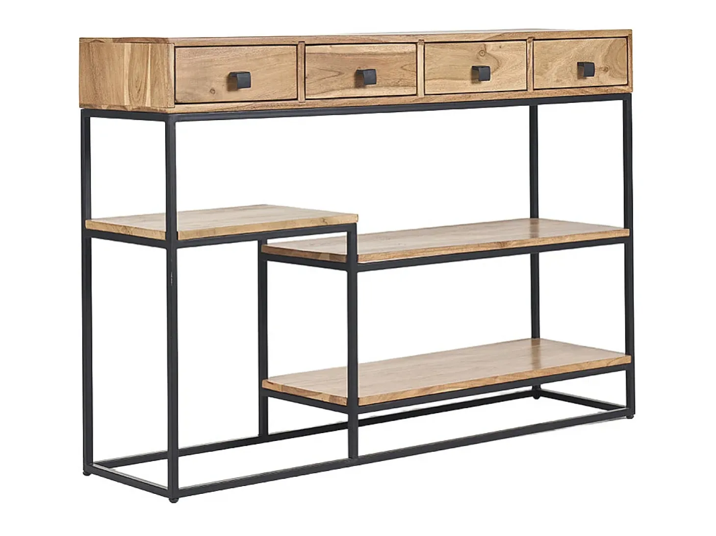 Consola 4 cajones en cacia y metal negro L115 cm GRENELLE