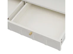 Consola con 2 cajones - Blanco leche y dorado - Madera y metal