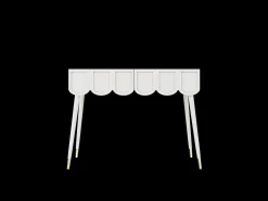 Consola con 2 cajones en forma de nube - Patas de metal - Blanco y dorado