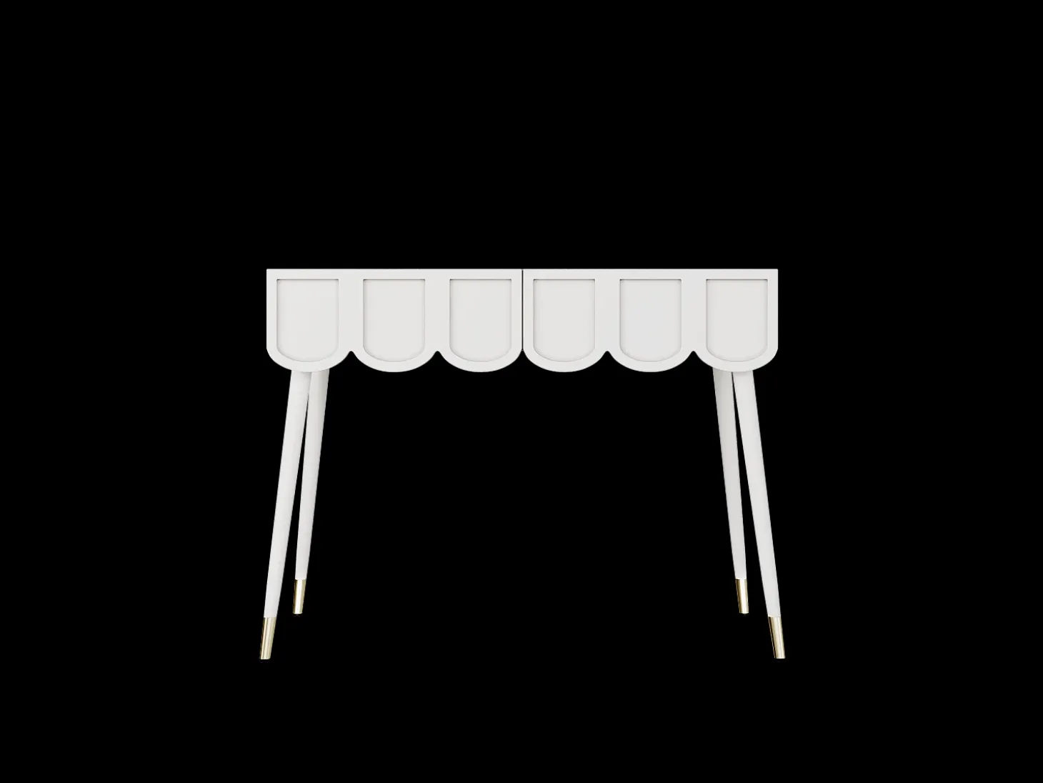 Consola con 2 cajones en forma de nube - Patas de metal - Blanco y dorado