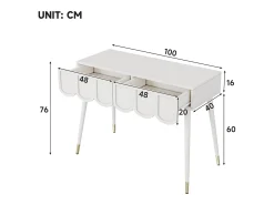 Consola con 2 cajones en forma de nube - Patas de metal - Blanco y dorado