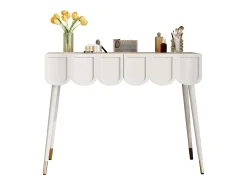 Consola con 2 cajones en forma de nube - Patas de metal - Blanco y dorado