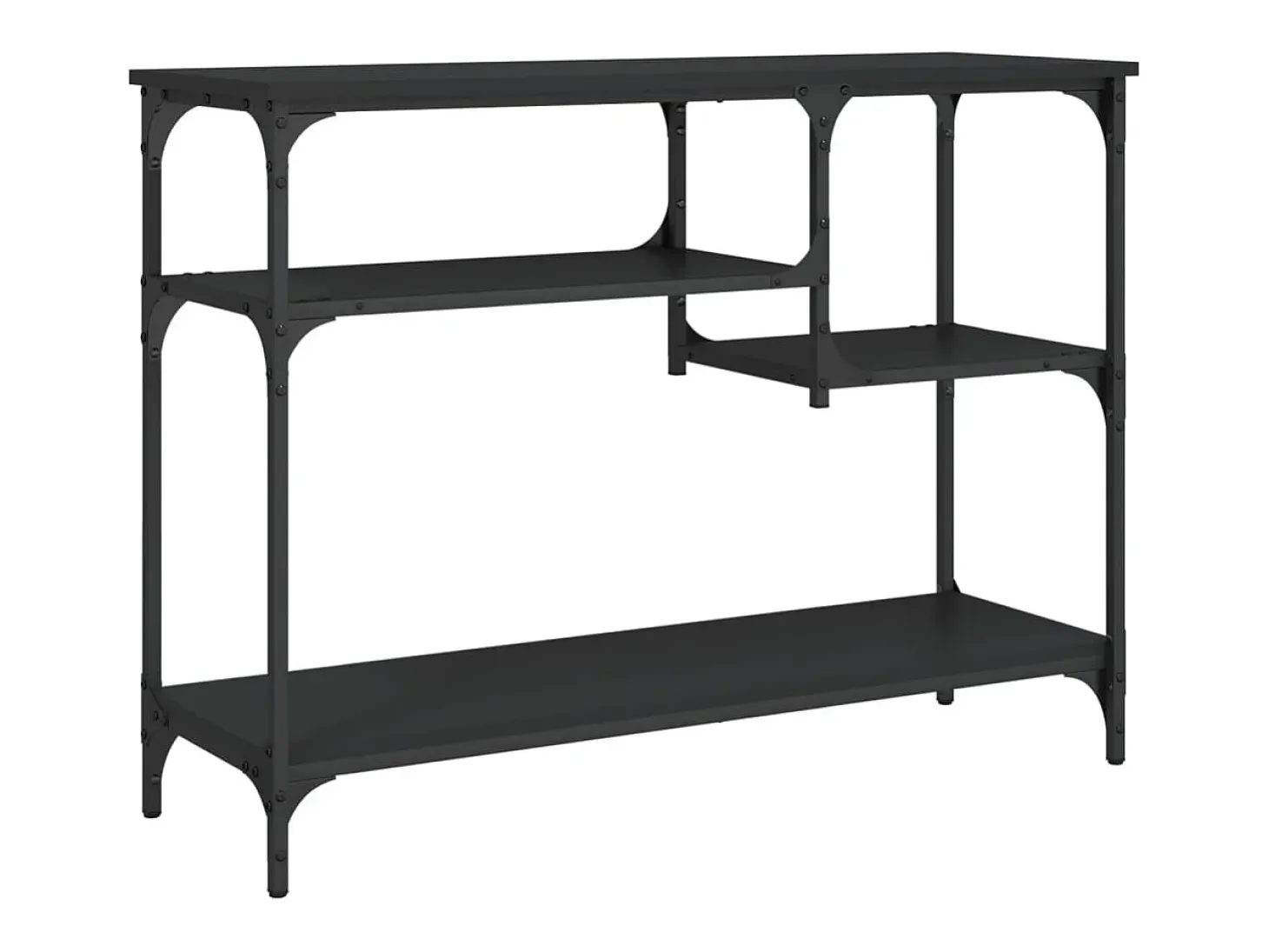 Consola con estantes negra 100x35x75 cm