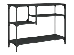 Consola con estantes negra 100x35x75 cm