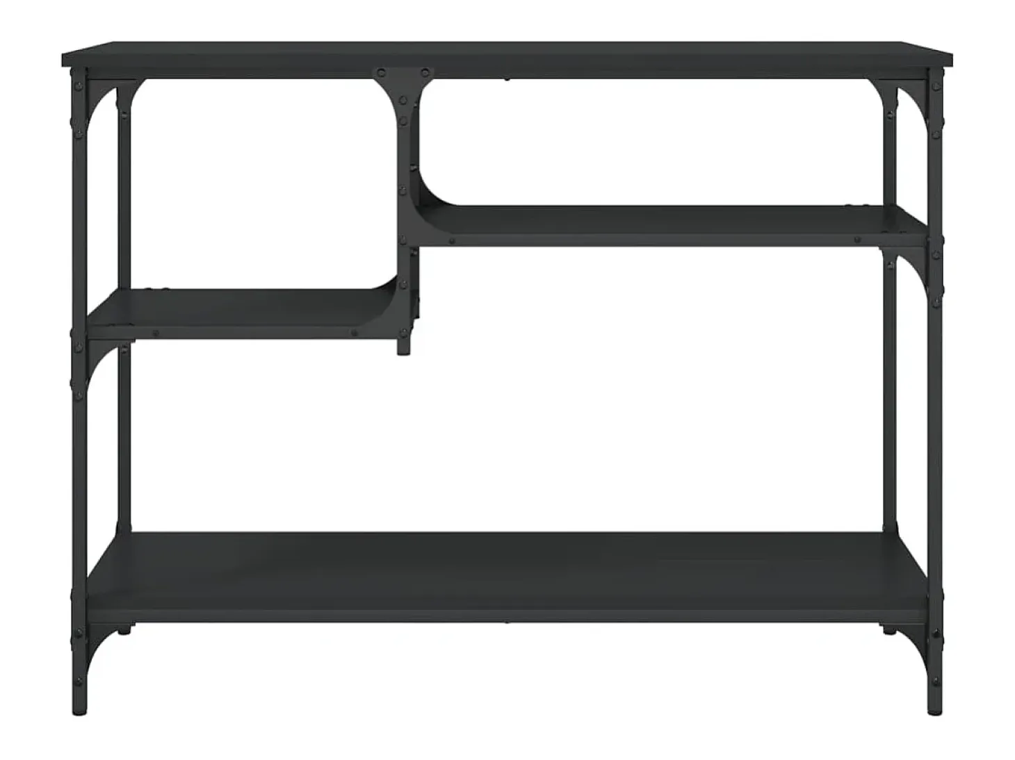 Consola con estantes negra 100x35x75 cm