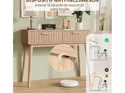 Consola de 2 cajones con efecto madera y listones