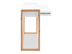 Consola de 2 cajones, decoración blanca y roble artesanal, L100 cm - NOVA