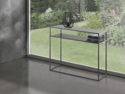 Consola de entrada moderna 80x40 cm con 2 estantes de metal antracita Omaha
