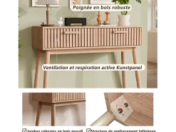 Consola de madera con 2 cajones para salón o entrada - Dimensiones 100x80x35 cm - Color marrón