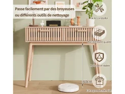 Consola de madera con 2 cajones para salón o entrada - Dimensiones 100x80x35 cm - Color marrón