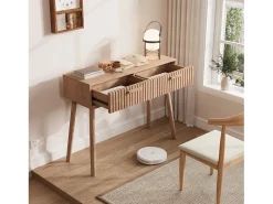 Consola de madera con 2 cajones para salón o entrada - Dimensiones 100x80x35 cm - Color marrón