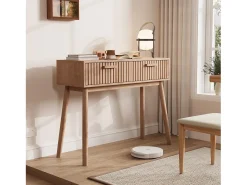 Consola de madera con 2 cajones para salón o entrada - Dimensiones 100x80x35 cm - Color marrón
