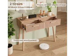 Consola de madera con 2 cajones para salón o entrada - Dimensiones 100x80x35 cm - Color marrón