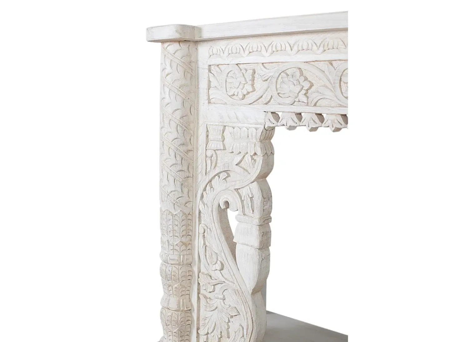 Consola de madera de mango blanco envejecido