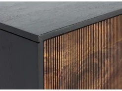 Consola de madera de palisandro y patas de metal marrón