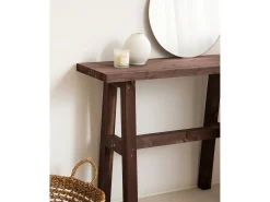 Consola de madera maciza en tono nogal de 100x80cm - BATÁN - DECOWOOD