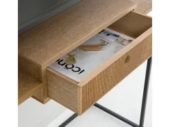 Consola de madera y metal Ortense con doble bandeja y cajón de almacenamiento