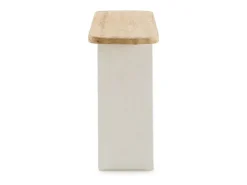 Consola de poliresina cemento blanco y tablero de madera de abeto