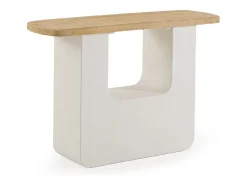 Consola de poliresina cemento blanco y tablero de madera de abeto