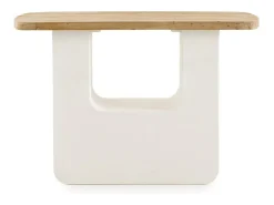 Consola de poliresina cemento blanco y tablero de madera de abeto