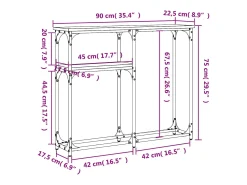 Consola de roble ahumado 90x22,5x75 cm madera de ingeniería